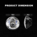 5.75" 80W LED Projector Headlight Off Road Head Lamp Silver for Harley Davidson