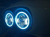 DUAL 7″ BLUE HALO LED Replacement ROAD GLIDE Chrome Light Bulb Headlight Bezel