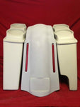 Harley Softail Heritage 4″ Saddlebags Dual 6.5″ Lids LED Lights Fender Right Cut