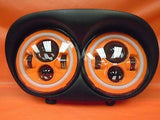 DUAL 7″ ORANGE DAYMAKER 2014 & UP ORANGE HALO LED ROAD GLIDE Black Headlight