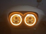 DUAL 7″ ORANGE HALO LED Replacement ROAD GLIDE Black Headlight Bezel