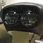 DUAL 7″ DAYMAKER 2014–2023 75 WATT LED ROAD GLIDE Black Headlight Harley Bezel