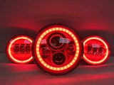 7″ Red With Red HALO Headlight 4.5″–4 1/2″ Black Spot Passing LED Fog Lights