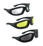 NEW 3 PAIR MOTORCYCLE RIDING GLASSES SMOKE CLEAR YELLOW FOR HARLEY DAVIDSON