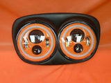 DUAL 7″ ORANGE ORANGE HALO LED ROAD GLIDE Black Light Bulb Headlight Bezel