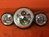 7″ Red HALO Headlight Dual 4.5″ – 4 1/2″ AUX Chrome Spot Passing LED Fog Lights