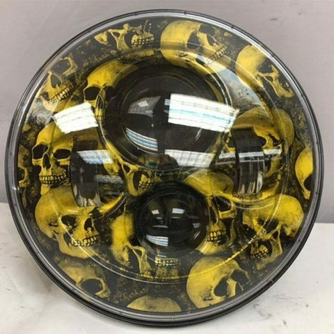 7″ DAYMAKER Replacement Custom Yellow Skull Design Projector HID LED Light Bulb