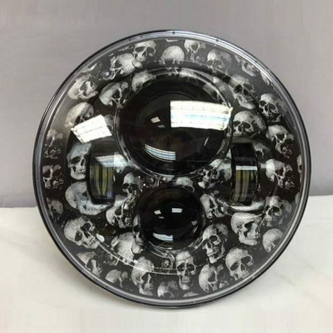 7″ DAYMAKER Replacement Skull Fever Design Projector HID LED Light Headlight