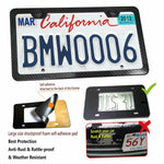 Carbon Fiber License Plate Frames - Aluminum Slim Size Black License Plate Cover