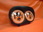 DUAL 7″ ORANGE DAYMAKER 2014 & UP ORANGE HALO LED ROAD GLIDE Black Headlight