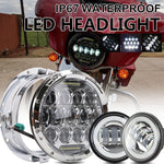 7" 75W LED Chrome Headlight / Passing Lights / Bracket Fit for Harley Touring
