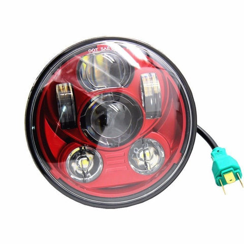 Red 5.75" 5 3/4 LED Motorcycle Headlight Daymaker Projector DRL Bulb Harley