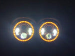 DUAL 7″ DAYMAKER 2014 & UP ORANGE HALO LED ROAD GLIDE Black Headlight Bezel
