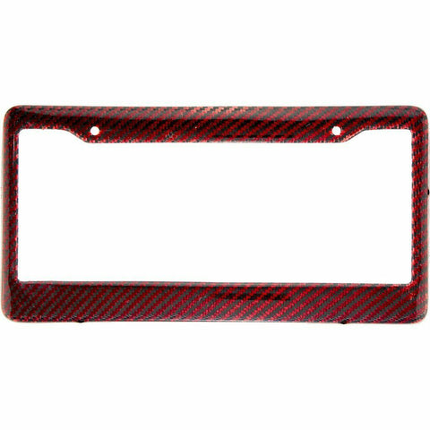 Red Carbon Fiber License Plate Frame Tag Cover FF - C with Matching Screw Caps