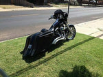 Harley 6″ Out And Down Saddlebags with Custom LED Lights Rear Fender + 6x9 Lids