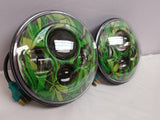 7” WEED DESIGN FITS: JEEP WRANGLER JK CJ TJ LED RUBICON HEADLIGHTS PAIR / SET