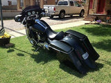 Harley 6″ Out And Down Saddlebags with Custom LED Lights Rear Fender + 6.5" Lids