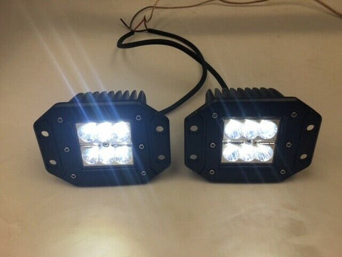 FITS: JEEP 4″ SQUARE FLUSH MOUNT SPOTLIGHT 18W LED WORK LIGHT BUMPER IP67 6500K