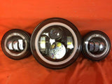 7″ White HALO Headlight Dual 4.5″–4 1/2″ HALO AUX Black Spot Passing LED Fog