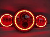 7″ Red With Red HALO Headlight 4.5″–4 1/2″ Black Spot Passing LED Fog Lights