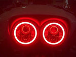 DUAL 7″ RED RED HALO LED ROAD GLIDE Black Light Bulb Headlight Harley Bezel