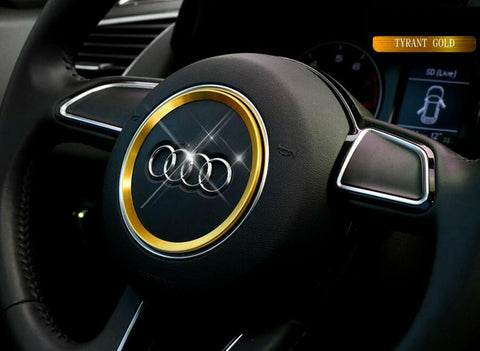 Aluminum Steering Wheel Center Cover Trim For Audi A3 A4L Q3 Q5 A5 A6L (Yellow)