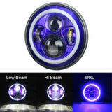 7″ Inch BLUE With BLUE Halo Projector HID LED Headlight Motorcycle For Harley