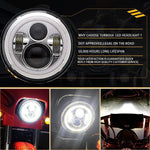 7" Halo LED Chrome Headlight + Bracket Ring for Harley