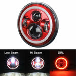 7″ Inch RED With RED Halo HID LED Headlight Motorcycle For Harley