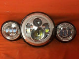 7″ Red HALO Headlight Dual 4.5″ – 4 1/2″ Auxiliary AUX Chrome Spot Passing LED