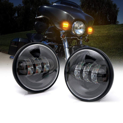 Black LED Fog Lights for Harley Davidson / 4.5" Auxiliary Headlights