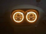 DUAL 7″ ORANGE ORANGE HALO LED ROAD GLIDE Black Light Bulb Headlight Bezel