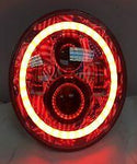 7″ DAYMAKER Replacement American Flags Design With Red Halo HID LED Headlight