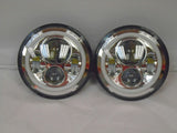 7” FITS: JEEP WRANGLER JK CJ TJ LED RUBICON CHROME RED HALO HEADLIGHTS PAIR /SET