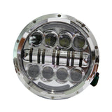 7" 80W Motorcycle LED Chrome Headlight with Halo DRL for Jeep JK CJ Harley