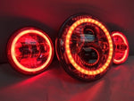 7″ AMERICAN FLAGS DESIGN Headlight Dual 4.5″ – 4 1/2″ LED Fog Lights Red Halo