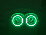 DUAL 7″ DAYMAKER 2014  & UP GREEN HALO LED ROAD GLIDE Black Headlight Bezel