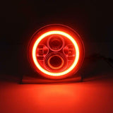 7″ Inch RED With RED Halo HID LED Headlight Motorcycle For Harley