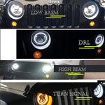 7" 75w LED Chrome Halo Headlight & 4'' Fog Lights Lamps For Jeep Wrangler JK