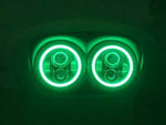 DUAL 7″ DAYMAKER 2014 & UP GREEN HALO LED ROAD GLIDE Chrome Headlight Bezel
