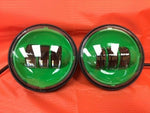 4.5″ Auxiliary GREEN Spot Passing HID LED Fog Lights Bulb Harley AUX PAIR 4-1/2″