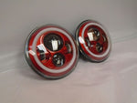 7” FITS: JEEP WRANGLER JK CJ TJ LED RUBICON RED WITH RED HALO HEADLIGHTS PAIR