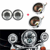 For Harley Davidson 2X 4.5'' Fog Light Outer Cover Housing Bracket LED Foglight
