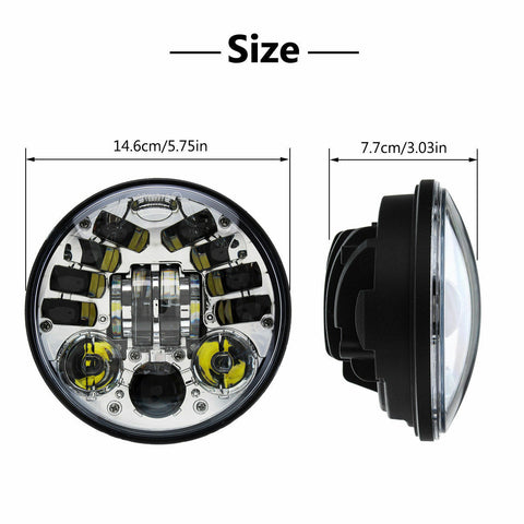 5 3/4" 5.75" Chrome Projector LED Bulb Headlight For Harley Davidson US NEW