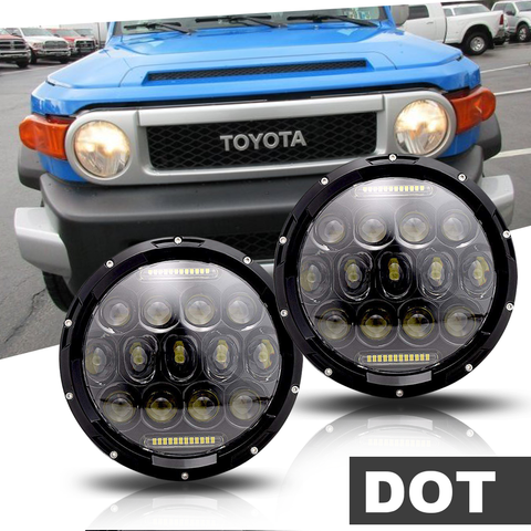 75W Black LED Projector 7"Inch Round Headlights For Toyota FJ Cruiser