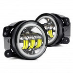 7" 75w LED Chrome Halo Headlight & 4'' Fog Lights Lamps For Jeep Wrangler JK