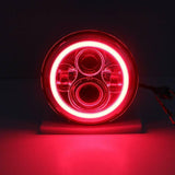 7″ Inch CHROME With RED Halo Projector HID LED Headlight Motorcycle For Harley