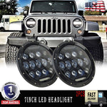 7" 75w LED Black Headlight & 4''Fog Lamps For Jeep Wrangler White Super Bright