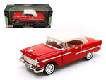 1955 Chevrolet Bel Air Convertible Soft Top Red 1/18 Diecast Car Model by Motormax