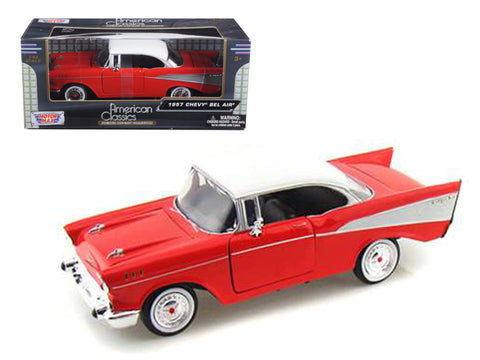 1957 Chevrolet Bel Air Red 1/24 Diecast Model Car by Motormax
